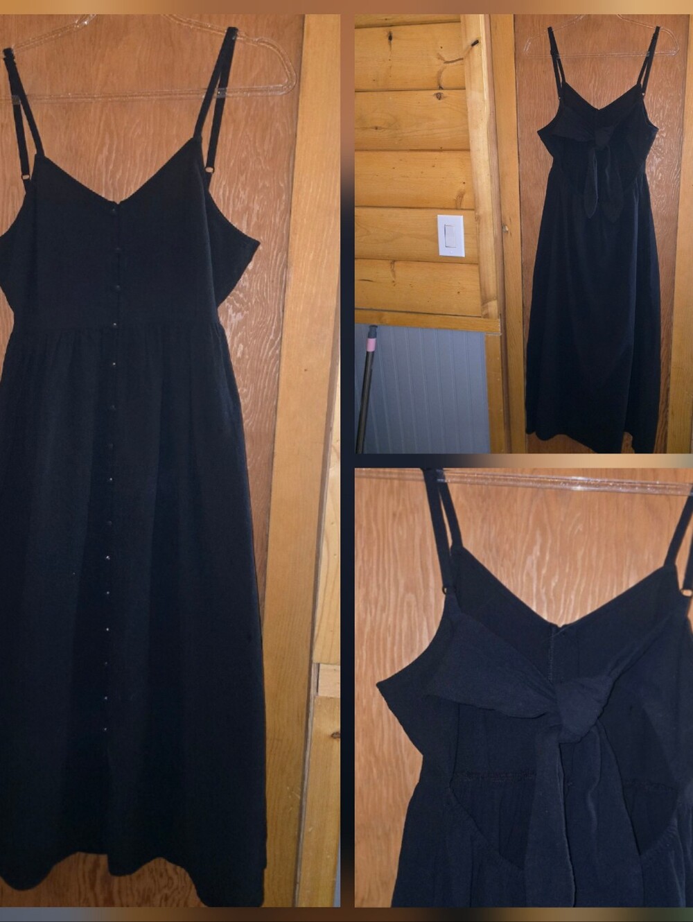 Universal thread new no tags XS black tie back button front pocketed midi dress